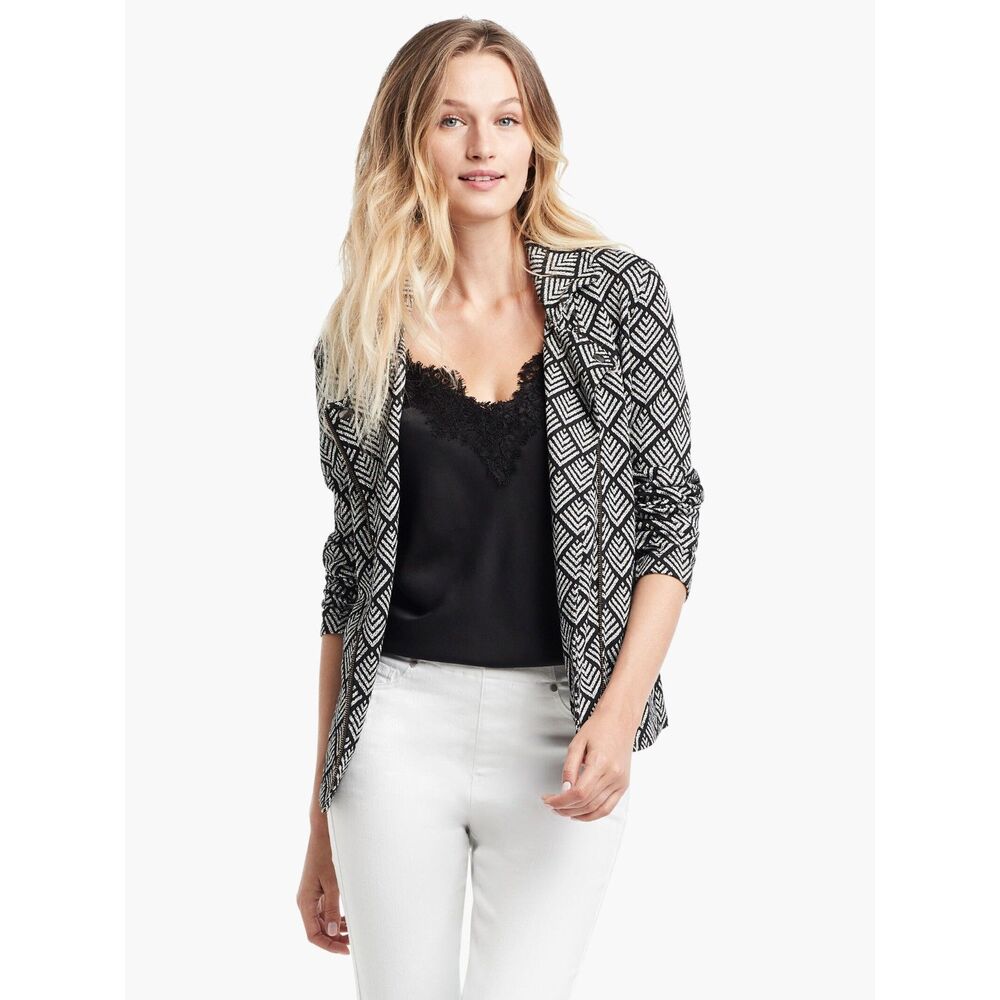 NWT NIC ZOE Women's Intersect Zip Jacket Black Multi Geometric Print Plus Sz 1x - Picture 6 of 15